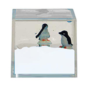 Paperweight Cube Penguin White Liquid